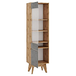 Шкаф-витрина с фасадом цвета серый бетон и стеклянной дверкой Grace of Furniture варинант исполнения - 2 | Loft Concept в Казани