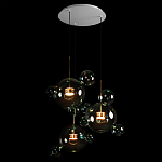 Люстра подвесная с прозрачными бирюзовыми стеклянными шарами и круглым основанием 3 лампы Giopato & Coombes варинант исполнения - 4 | Loft Concept в Казани