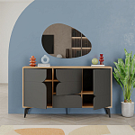 Комод цвета древесины с 3-мя дверцами и выдвижным ящиком темно-серого цвета SPARK CONSOLE OAK ANTHRACITE варинант исполнения - 2 | Loft Concept в Казани