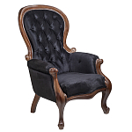 Кресло с мягкой обивкой из черного велюра на 4-х деревянных ножках Evelyn Classical Armchair варинант исполнения - 1 | Loft Concept в Казани