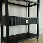 Стеллаж Elsa Dreams Black со стеклянными полками и ящиком варинант исполнения - 2 | Loft Concept в Казани