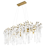 Люстра подвесная прямоугольная с бронзовыми акцентами и прозрачными стеклянными каплями Droplet Chandelier варинант исполнения - 3 | Loft Concept в Казани