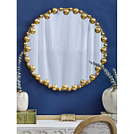 Зеркало круглое в фактурной золотистой раме из металла Mirror Golden Placer варинант исполнения - 3 | Loft Concept в Казани