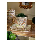 Кашпо с растительным и животным орнаментом на бронзовых ножках Turquoise Blooming Garden варинант исполнения - 6 | Loft Concept в Казани