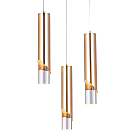 Подвесной светильник Metal Acrylic Tube Trio Gold Hanging Lamp варинант исполнения - 1 | Loft Concept в Казани