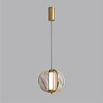 Подвесной светильник с круглым плафоном из искусственного алебастра в бронзовой оправе Marbella варинант исполнения - 4 | Loft Concept в Казани