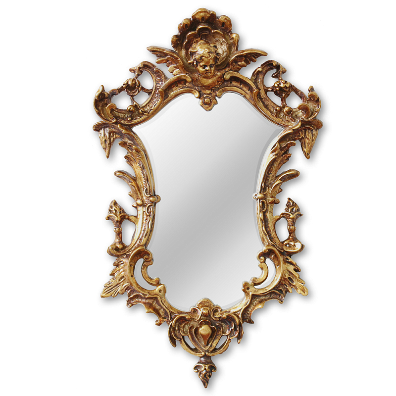 Зеркало настенное в ажурной раме золотого цвета с эффектом старины Classic Ornament Mirror Золотой в Казани | Loft Concept 