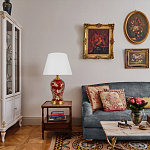 Настольная лампа бордовая с изображением птиц Slip Away варинант исполнения - 5 | Loft Concept в Казани