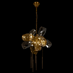 Люстра подвесная со стеклянными плафонами из дымчатого и золотистого с шестью вертикальными подвесками Gilded Mirage  варинант исполнения - 6 | Loft Concept в Казани