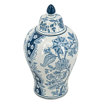 Ваза с крышкой и голубым цветочным рисунком на белом фоне Blue & White Ornament варинант исполнения - 1 | Loft Concept в Казани