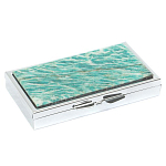 Таблетница карманная прямоугольная на 7 отделений с зеркалом и накладкой из натурального камня Амазонит Silver Stone Pillboxes варинант исполнения - 1 | Loft Concept в Казани