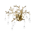 Бра в форме ветвей деревьев золотого цвета с прозрачными подвесками-каплями Droplet Bra варинант исполнения - 3 | Loft Concept в Казани