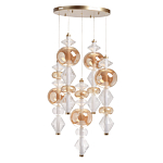 Люстра с плафонами из прозрачного и янтарного стекла в виде шаров и ромбов Gabriel Scott Luna варинант исполнения - 2 | Loft Concept в Казани