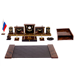 Настольный письменный набор с часами из природного камня обсидиана Royal Set варинант исполнения - 1 | Loft Concept в Казани