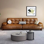 Диван двухместный кожаный с каркасом из массива дерева Medieval Furniture варинант исполнения - 1 | Loft Concept в Казани