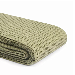 Плед из шерсти зеленого цвета с бахромой Waffle Comfort варинант исполнения - 3 | Loft Concept в Казани