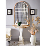 Зеркало-окно настенное в венецианском стиле с деревянной рамой бежевого цвета Venetian Smooth варинант исполнения - 4 | Loft Concept в Казани