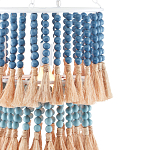 Подвесной светильник двухъярусный с декором из круглых деревянных бусин с кисточками Blue Wooden Beads Chandelier варинант исполнения - 1 | Loft Concept в Казани