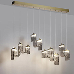 Подвесной светильник линейный с плафонами волнистой формы из фактурного стекла Big Wave варинант исполнения - 4 | Loft Concept в Казани