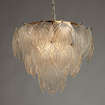 Люстра на цепи с прозрачными стеклянными подвесками в виде листьев Textured Glass Chandelier варинант исполнения - 3 | Loft Concept в Казани