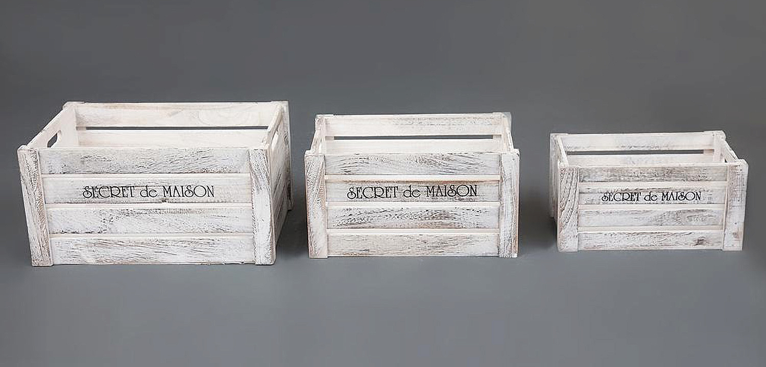 Набор из трёх ящиков Set of three antique white boxes  - Loft-Concept в Казани