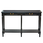 Консоль черная из массива березы с полкой и двумя ящиками Vintage варинант исполнения - 1 | Loft Concept в Казани