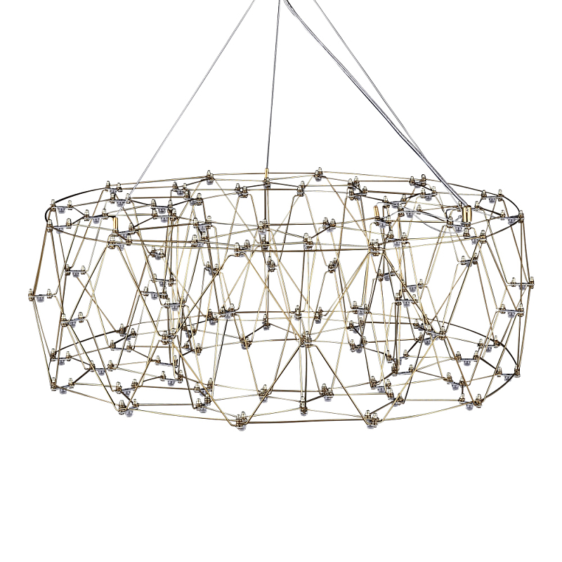 Люстра с тонкой металлической конструкцией цвета золото Quasar Прозрачный Золотой в Казани | Loft Concept 