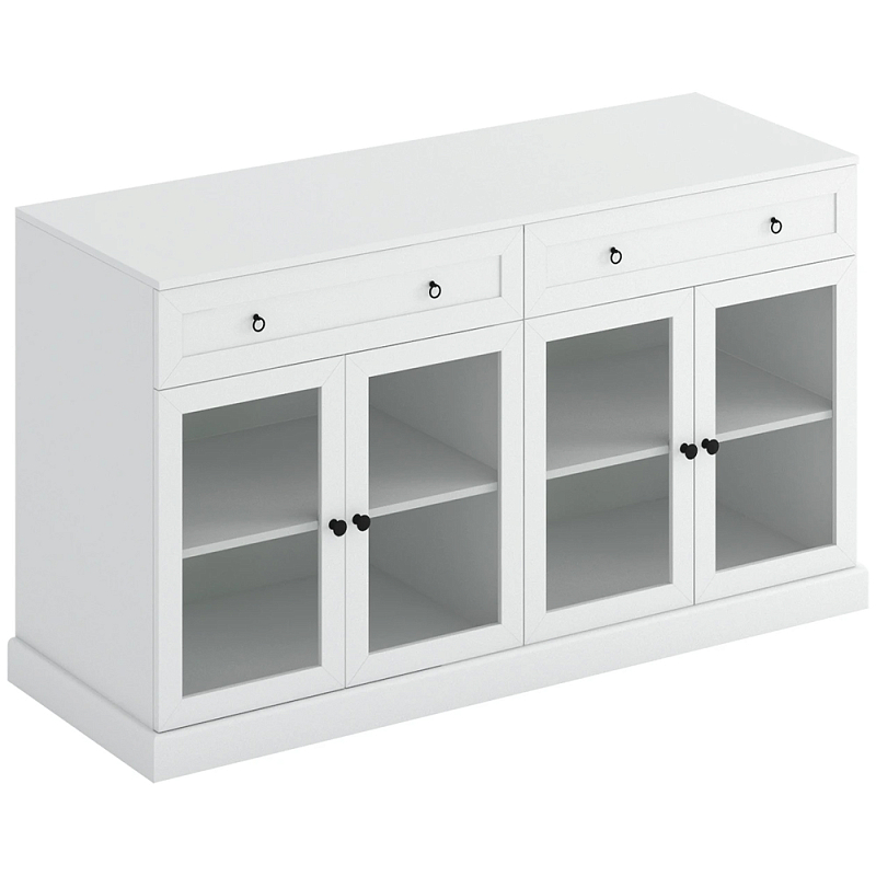 Широкая тумба с ящиками и стеклянными дверцами Percent Glass Cabinet Серый Белый Прозрачное Стекло Широкая тумба с ящиками и стеклянными дверцами Percent Glass Cabinet Серый Белый Прозрачное Стекло в Казани | Loft Concept