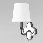 Бра с белым текстильным абажуром и декоративным основанием в виде четырехлистника с зеркальной вставкой Vitorino варинант исполнения - 8 | Loft Concept в Казани