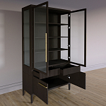 Витрина Primo со стеклянными фасадами и буфетом шпон Темный орех варинант исполнения - 4 | Loft Concept в Казани