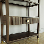 Стеллаж Elsa Dreams Walnut со стеклянными полками и ящиком варинант исполнения - 2 | Loft Concept в Казани