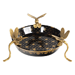 Блюдо черного цвета из фрафора на бронзовых ножках в виде стрекоз Eden Garden варинант исполнения - 2 | Loft Concept в Казани