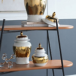 Ваза белая с крышкой и золотистыми фрагментами Chinoiserie Ceramics варинант исполнения - 2 | Loft Concept в Казани