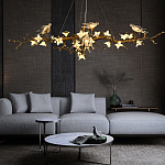 Люстра в виде золотой ветки с цветами и птичками Marvelous Garden варинант исполнения - 3 | Loft Concept в Казани