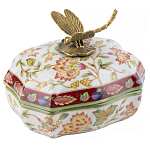 Фарфоровая шкатулка с бронзовой стрекозой Eden Garden варинант исполнения - 1 | Loft Concept в Казани