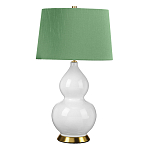 Настольная лампа с белым фигурным основанием на латунном основании и зеленым тканевым конусным абажуром Elstead Lighting варинант исполнения - 1 | Loft Concept в Казани