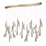 Люстра с золотистыми трубками и прозрачными стеклянными листьями на подвесах Sylva  варинант исполнения - 3 | Loft Concept в Казани