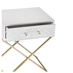 Приставной столик с выдвижным ящиком  White Table Carved Pattern варинант исполнения - 2 | Loft Concept в Казани