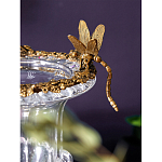 Ваза из прозрачного стекла на бронзовой подставке с ободком и ручками в виде стрекоз Eden Garden варинант исполнения - 3 | Loft Concept в Казани