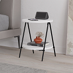 Стол приставной с 2-мя круглыми белыми столешницами ESSEL SIDE TABLE WHITE варинант исполнения - 4 | Loft Concept в Казани