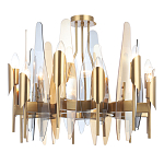 Люстра с вертикальными стеклянными элементами и металлическим каркасом цвета Латунь Vertical Glass варинант исполнения - 2 | Loft Concept в Казани