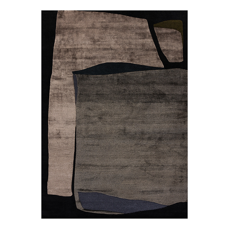 Ковер шелк Manhattan Wool Silk Carpet III Черный Серый Бежевый в Казани | Loft Concept 