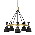 Люстра с 5-ю плафонами в форме песочных часов с узкими перфорированными отверстиями Feiss варинант исполнения - 1 | Loft Concept в Казани