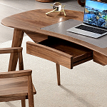 Стол рабочий округлой формы с ящиком  Working Moonnut Table варинант исполнения - 5 | Loft Concept в Казани