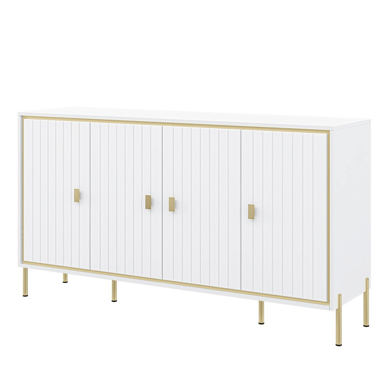 Консоль четырёхдверная с полками Antique Order Белый Золотой в Казани | Loft Concept 