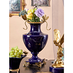 Ваза темно-синего цвета из фарфора с бронзовыми стрекозами Eden Garden porcelain and bronze варинант исполнения - 6 | Loft Concept в Казани