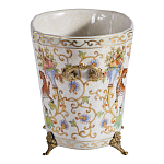 Кашпо с растительным и животным орнаментом на бронзовых ножках Turquoise Blooming Garden варинант исполнения - 3 | Loft Concept в Казани