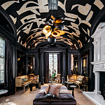 Обои ручная роспись в стиле Арт-деко Symphony Original colourway on Flint silk dupion варинант исполнения - 1 | Loft Concept в Казани