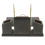 Настольный письменный набор из лемезита и змеевика с часами Royal Accessory варинант исполнения - 5 | Loft Concept в Казани