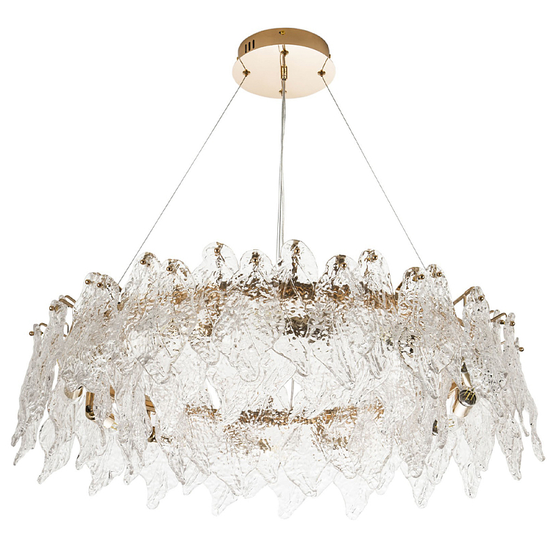 Люстра с декором из текстурированного стекла Textured Glass Chandelier 12 Золотой Прозрачное Стекло Люстра с декором из текстурированного стекла Textured Glass Chandelier 12 Золотой Прозрачное Стекло в Казани | Loft Concept